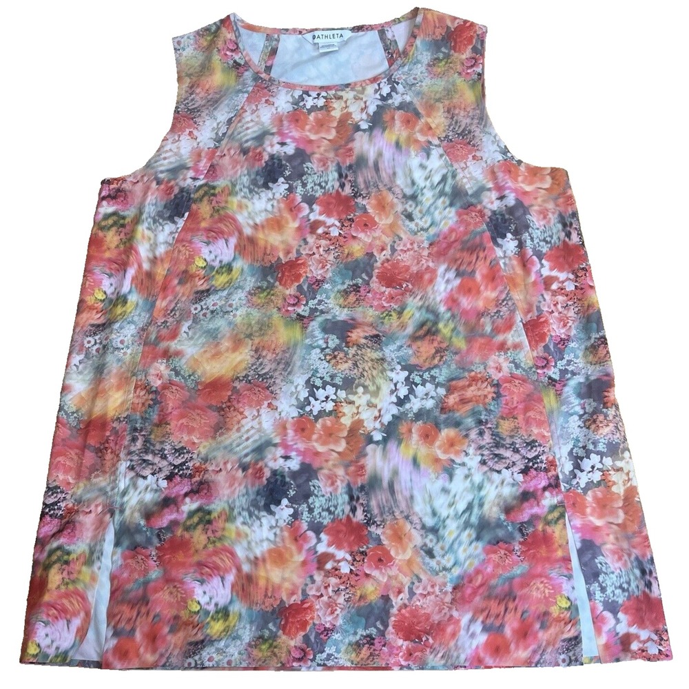 Athleta Size Medium Zephyr Refined‎ Tank Watercolor Floral Motion Blur Artsy Top